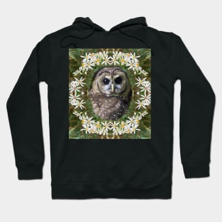 Majestic Owl Surrounded by Wildflowers Hoodie
